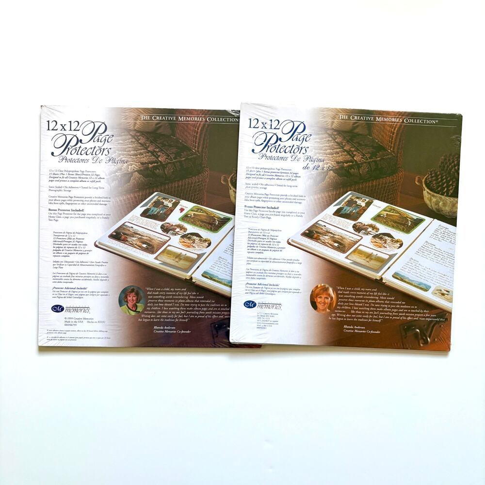 2 - Sealed Creative Memories 12 x 12 Page Protectors 1999 2001 16 Sheets Ea. USA
